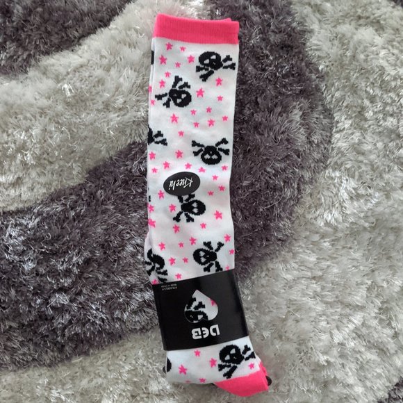 Goth Accessories - Goth Punk Skulls & Stars Knee High Socks